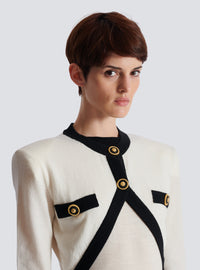 Robe en maille bicolore avec design faux gilet - Naturel & Noir