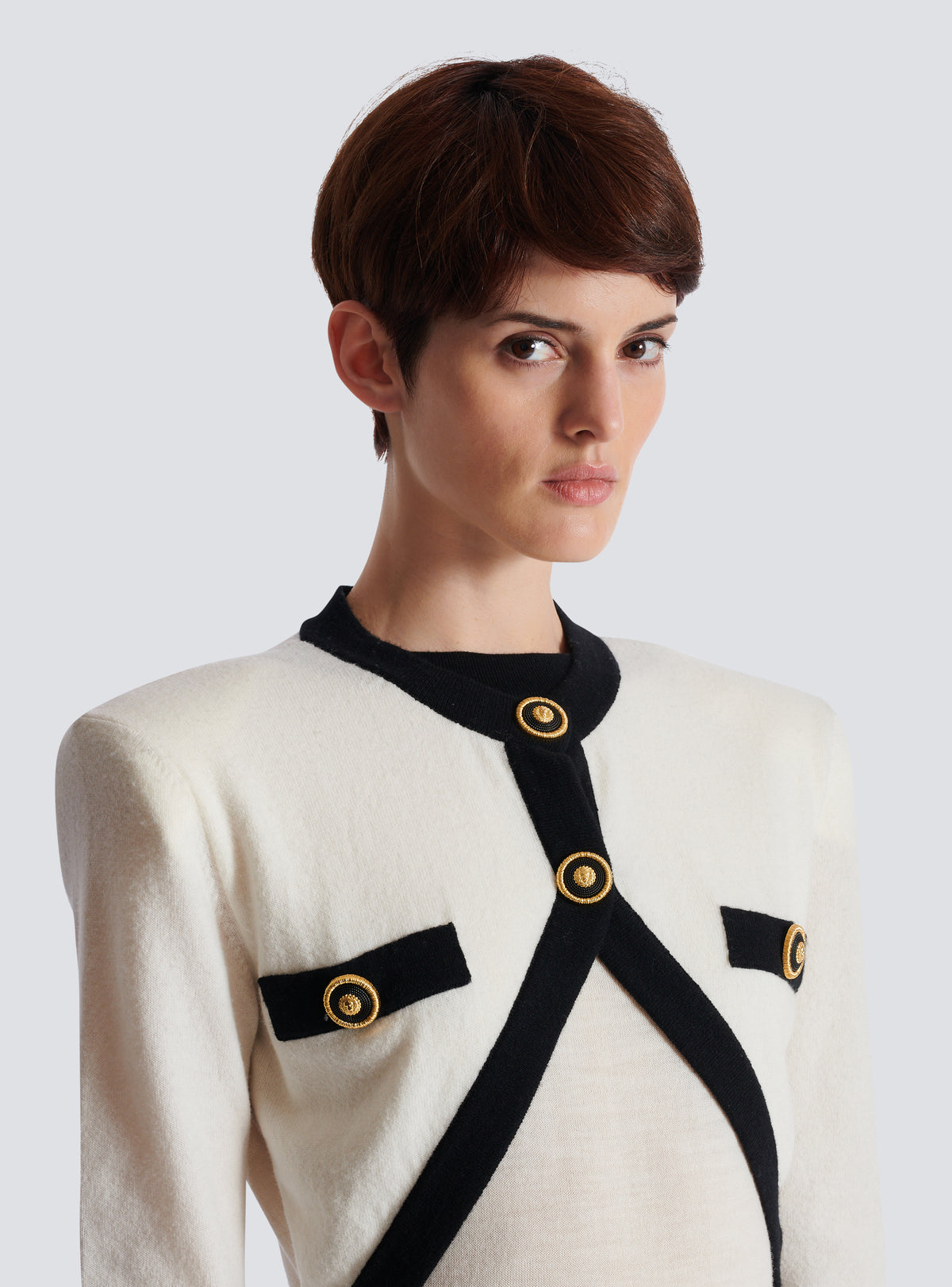 Robe en maille bicolore avec design faux gilet - Naturel & Noir