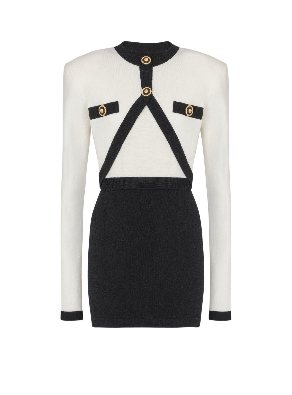 Short wool dress - Natural & Black