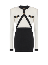 Robe en maille bicolore avec design faux gilet - Naturel & Noir