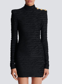 Robe courte en maille jacquard « lettre d'amour » - Noir