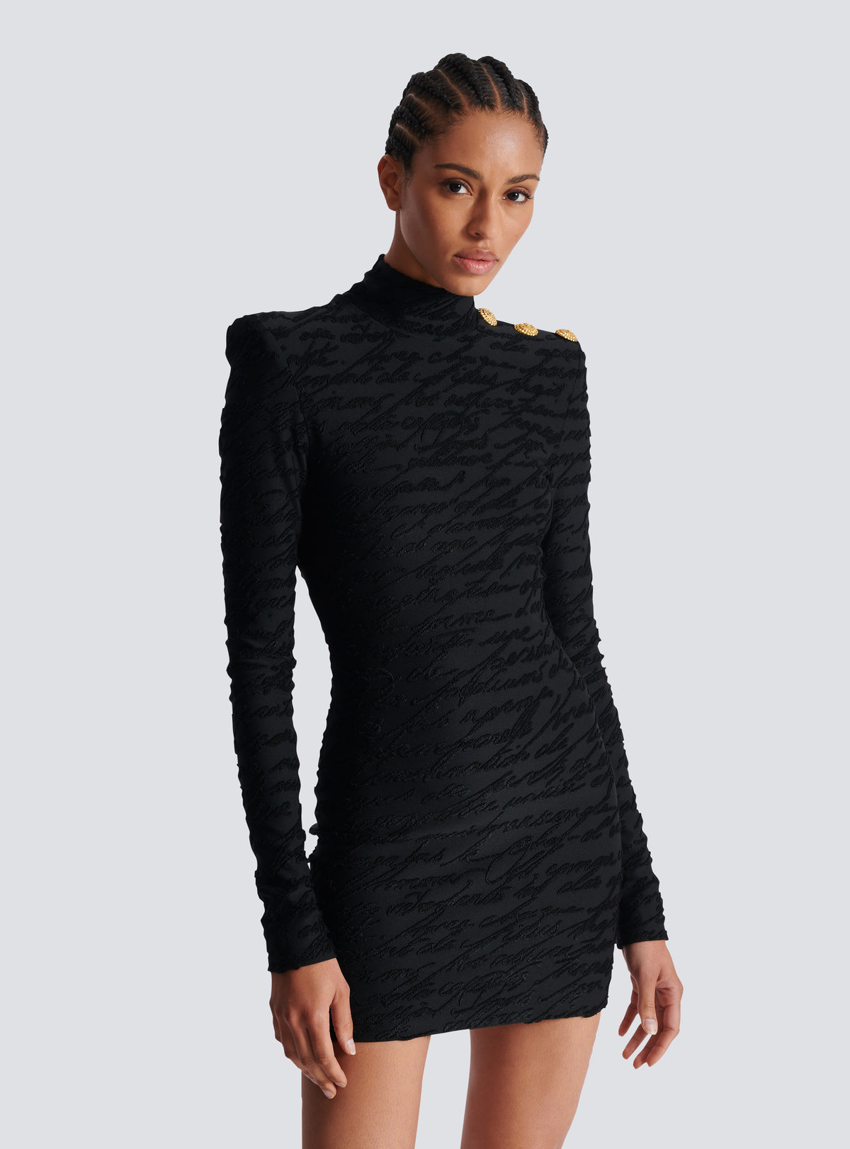 Robe courte en maille jacquard « lettre d'amour » - Noir