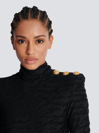 Robe courte en maille jacquard « lettre d'amour » - Noir