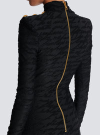 Robe courte en maille jacquard « lettre d'amour » - Noir
