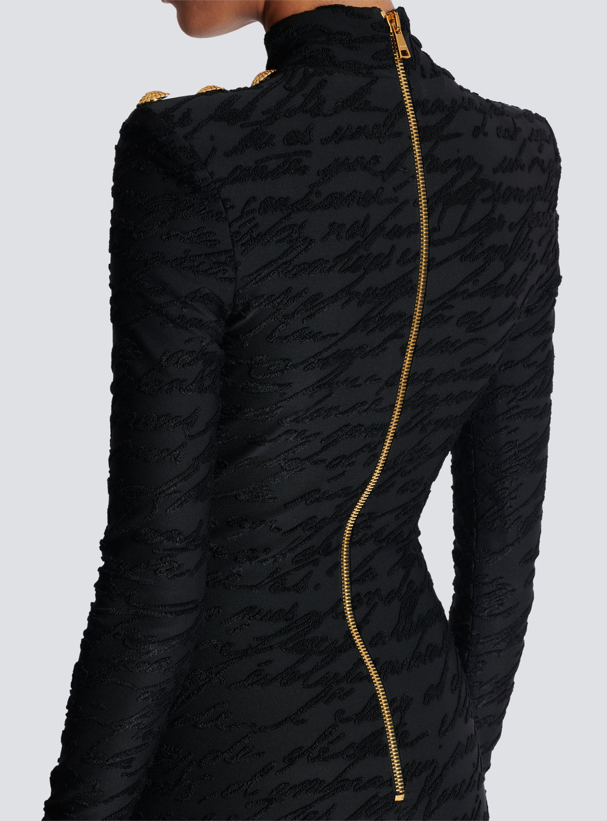 Robe courte en maille jacquard « lettre d'amour » - Noir