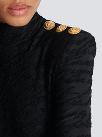 Robe courte en maille jacquard « lettre d'amour » - Noir