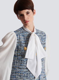 Robe en tweed avec poches - Bleu Jean Clair & Blanc