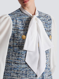 Robe courte en tweed - Bleu Jean Clair & Blanc