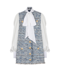 Robe en tweed avec poches - Bleu Jean Clair & Blanc