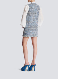 Robe courte en tweed - Bleu Jean Clair & Blanc