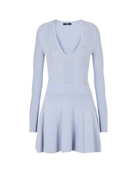Robe plissée en maille - Bleu Pâle