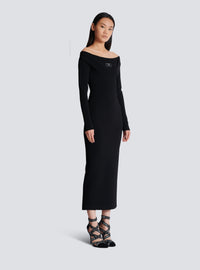 Robe longue en maille unie - Noir