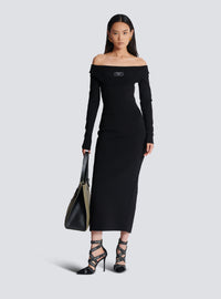 Robe longue en maille unie - Noir