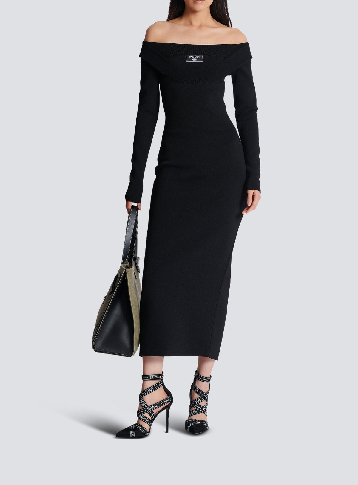 Robe longue en maille - Noir