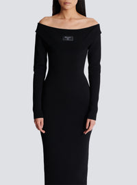 Robe longue en maille unie - Noir