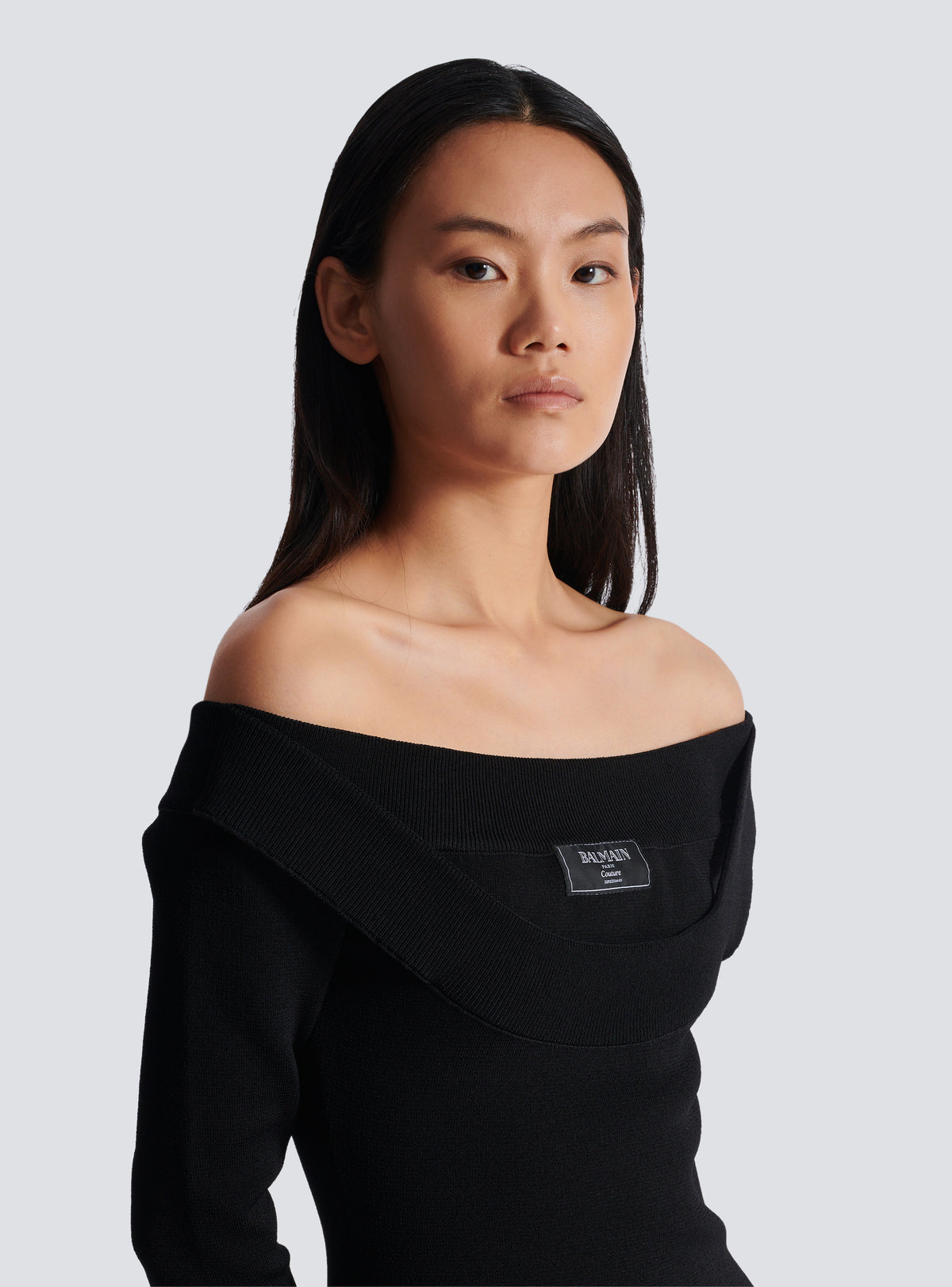 Robe longue en maille unie - Noir