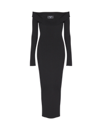 Robe longue en maille unie - Noir