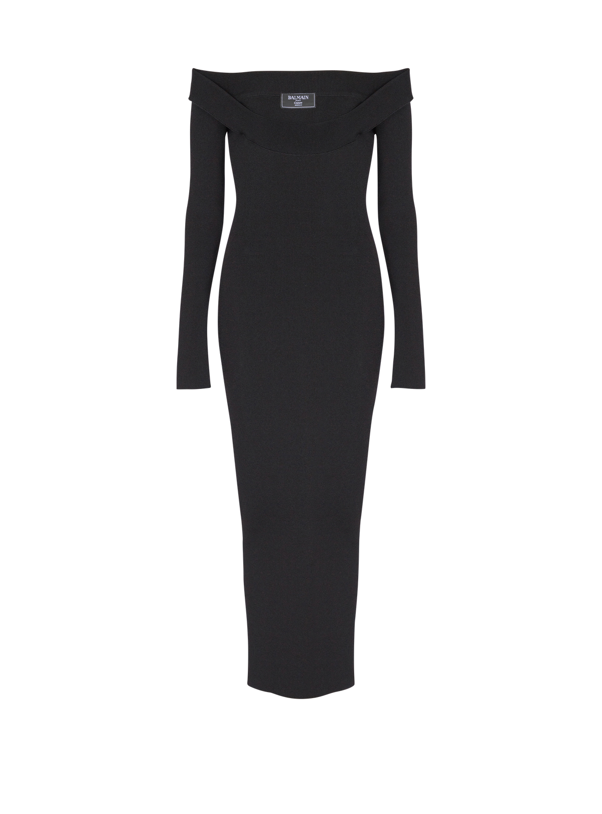Robe longue en maille unie - Noir