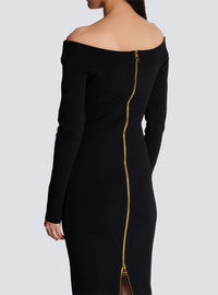Robe longue en maille unie - Noir