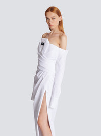Robe bustier longue à manches longues en popeline - Blanc