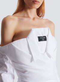 Robe longue bustier en popeline - Blanc