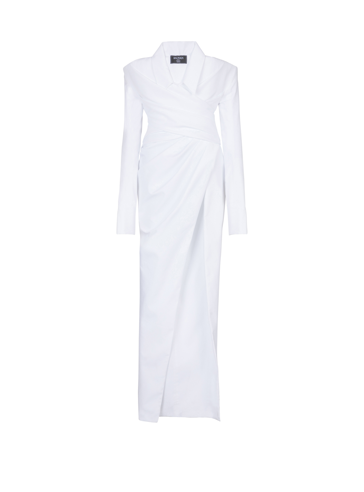 Robe bustier longue à manches longues en popeline - Blanc