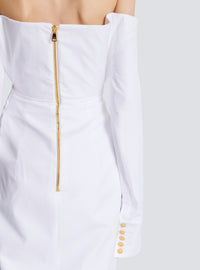 Robe bustier longue à manches longues en popeline - Blanc