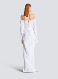 Robe bustier longue à manches longues en popeline - Blanc