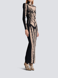 Long knit dress - Nude & Black