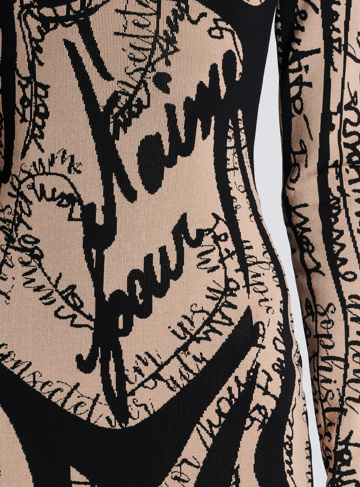 Robe longue en maille à motif trompe-l’œil corps - Nude & Noir