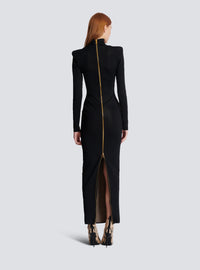 Robe longue en maille à motif trompe-l’œil corps - Nude & Noir