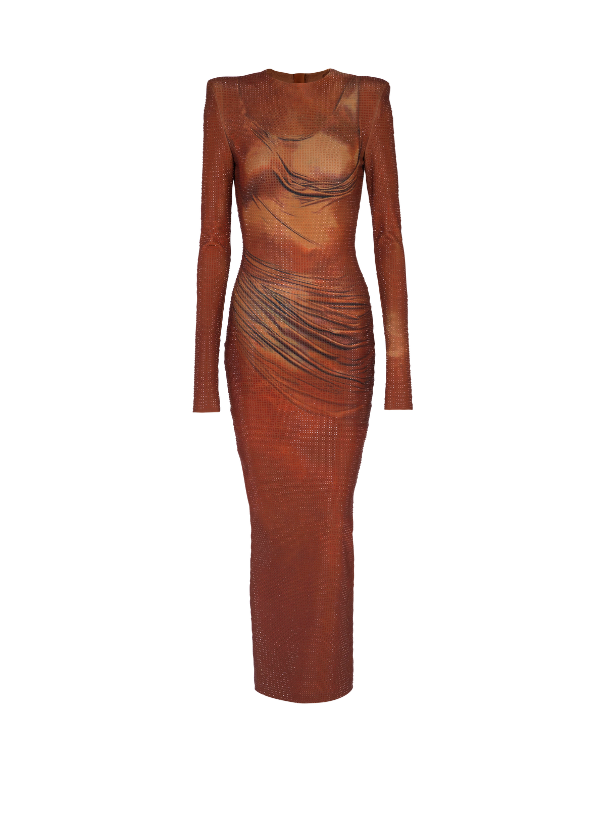 Robe longue imprimée et strassée - Multi-Marron