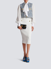 Short tweed jacket - Light Denim Blue & White