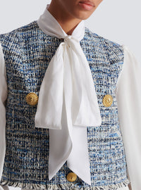 Short tweed jacket - Light Denim Blue & White