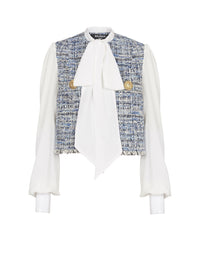Short tweed jacket - Light Denim Blue & White