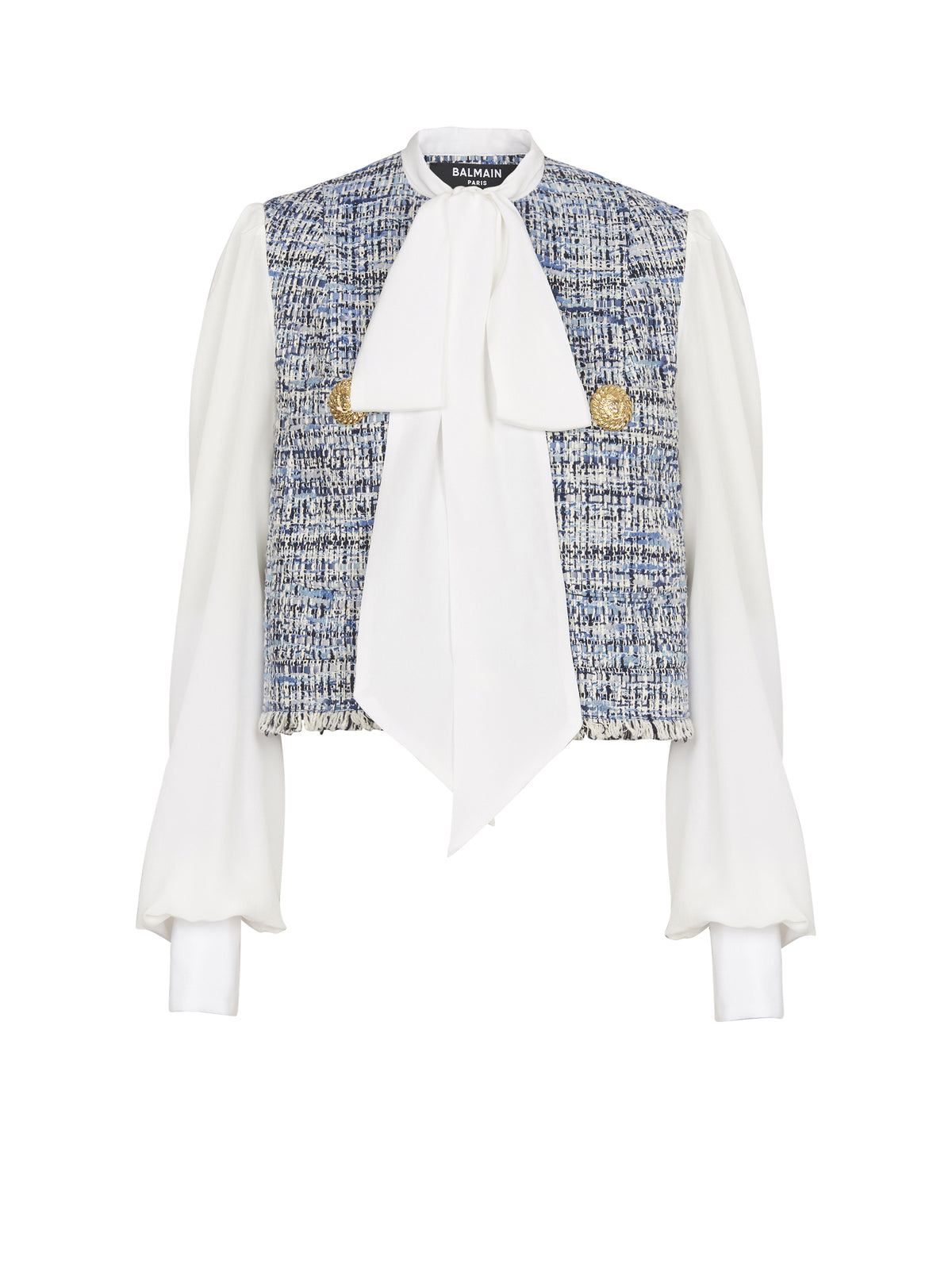 Short tweed jacket - Light Denim Blue & White