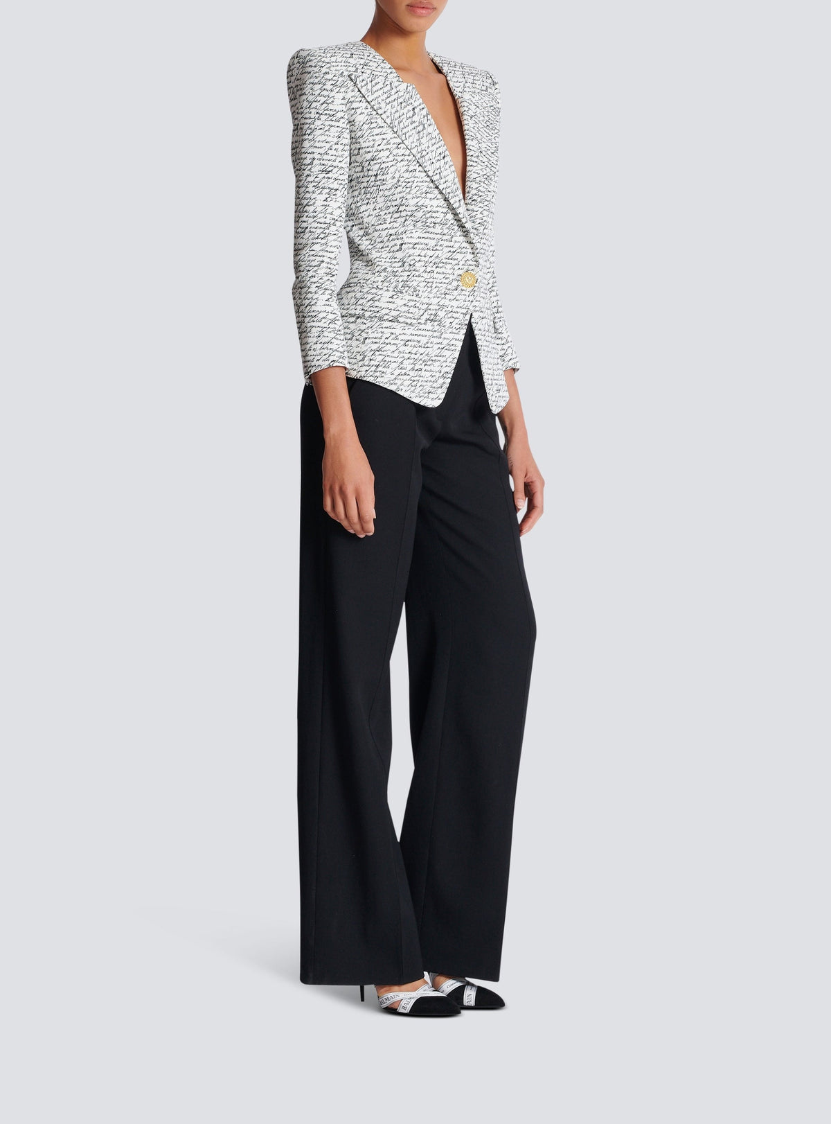 1-button jacket with "love letter" print - White & Black