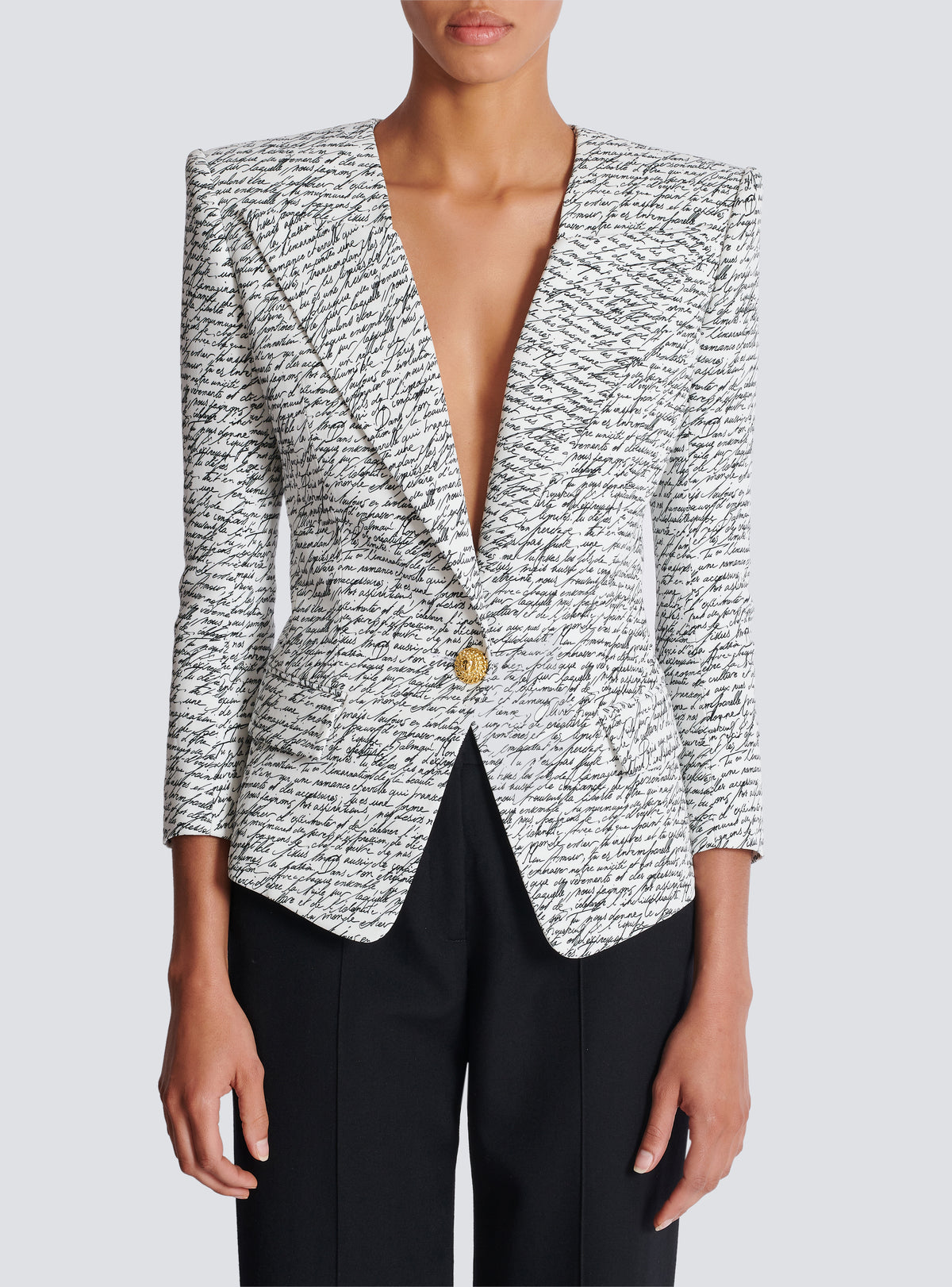 Veste 1 bouton imprimée « lettre d'amour » - Blanc & Noir