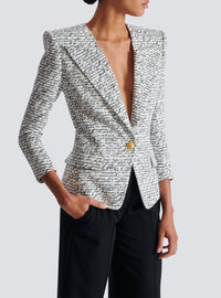 1-button jacket with "love letter" print - White & Black
