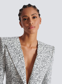 Veste 1 bouton imprimée « lettre d'amour » - Blanc & Noir