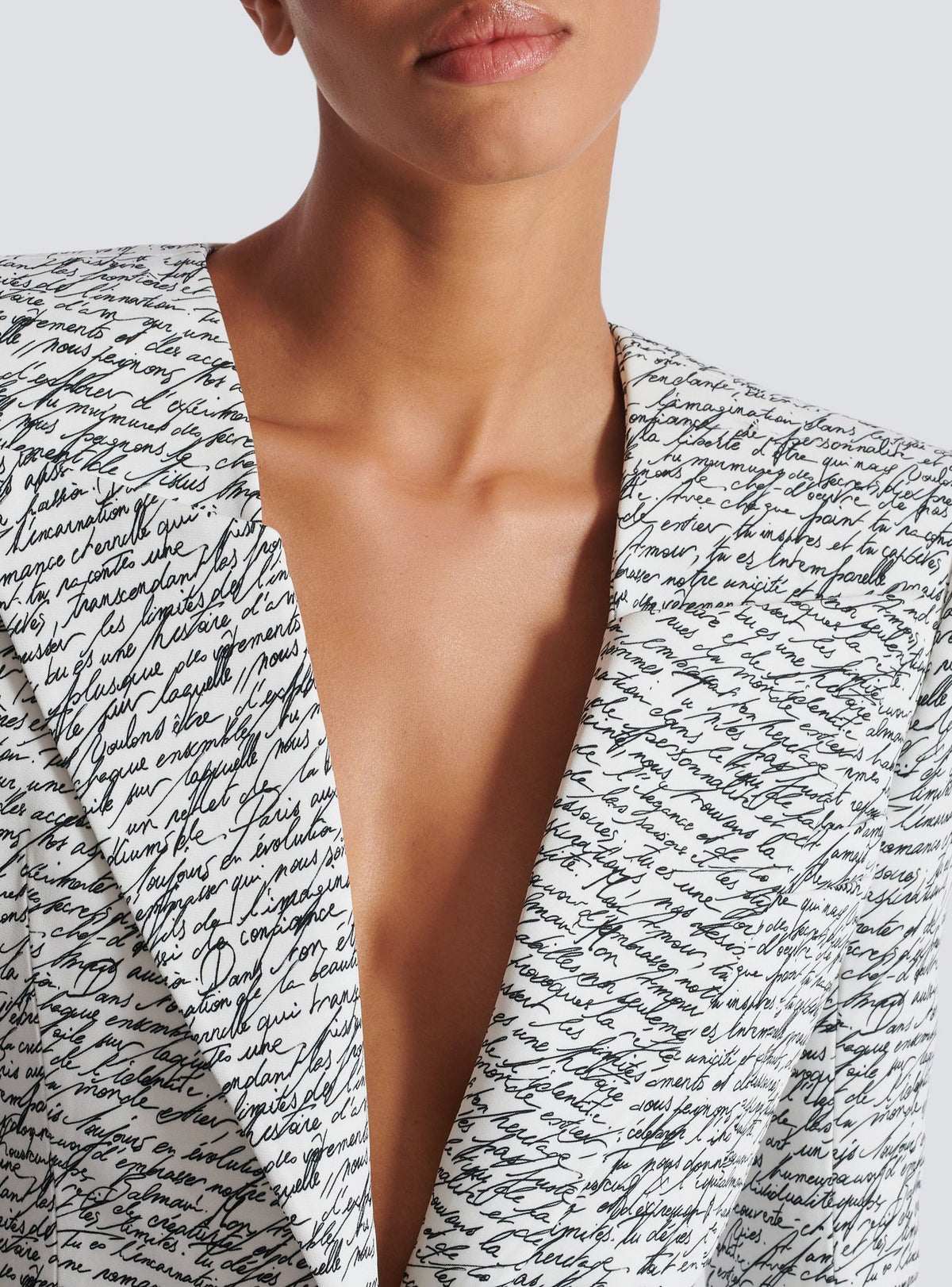 1-button jacket with "love letter" print - White & Black