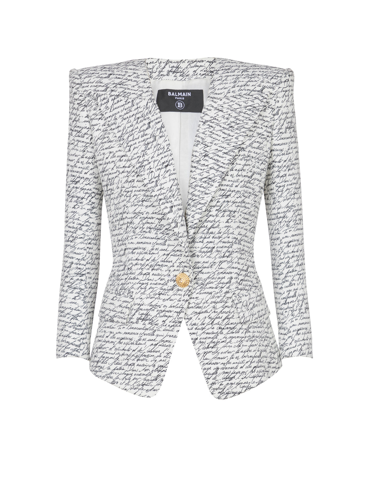 1-button jacket with "love letter" print - White & Black