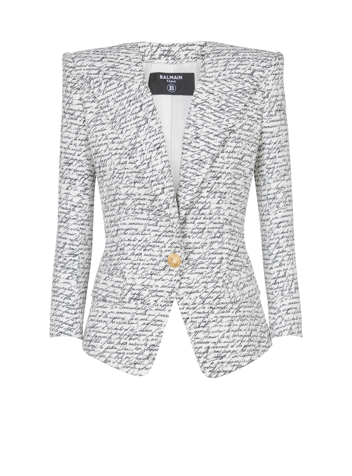 Veste 1 bouton imprimée « lettre d'amour » - Blanc & Noir