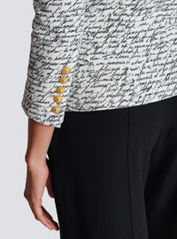 Veste 1 bouton imprimée « lettre d'amour » - Blanc & Noir