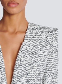 Veste 1 bouton imprimée « lettre d'amour » - Blanc & Noir