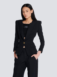 Veste 1 bouton en grain de poudre - Noir