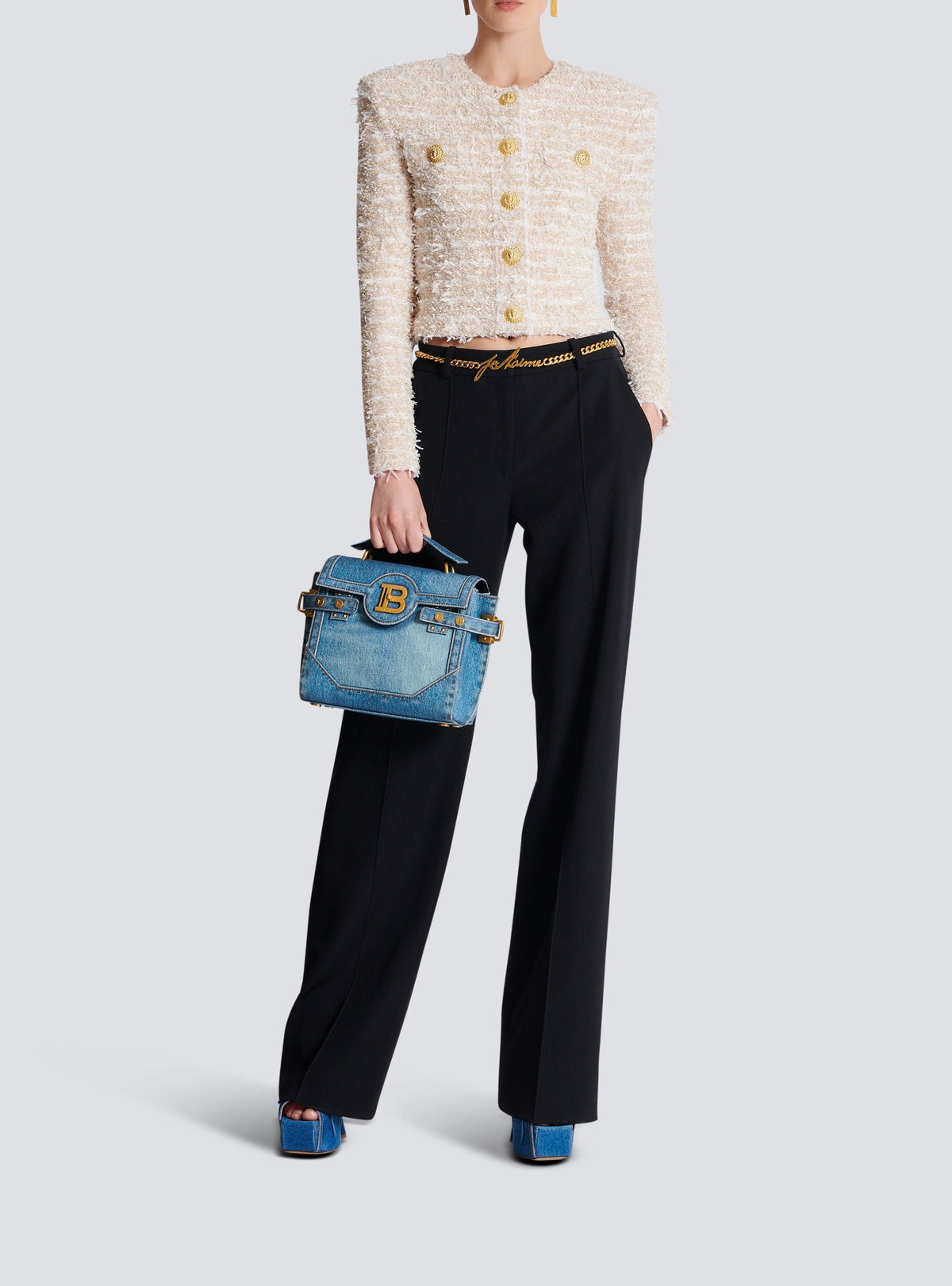 Short tweed jacket - White & Gold