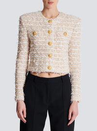 Veste courte en tweed - Blanc & Or