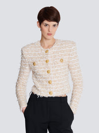 Veste courte en tweed - Blanc & Or