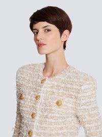 Veste courte en tweed - Blanc & Or
